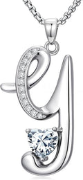 Valentines Day Gifts for Women Alphabet A to Z Initial Birthstone Pendant Necklaces for Women - 18k White Gold Plated Personalized Name Jewelry Valentine Mothers Day Birthday Gifts for Women Her Girlfriend