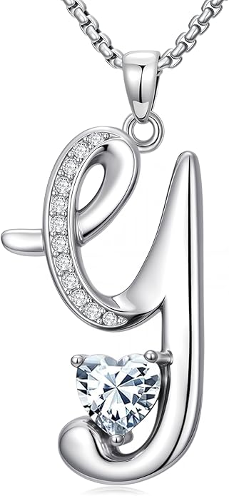 Valentines Day Gifts for Women Alphabet A to Z Initial Birthstone Pendant Necklaces for Women - 18k White Gold Plated Personalized Name Jewelry Valentine Mothers Day Birthday Gifts for Women Her Girlfriend