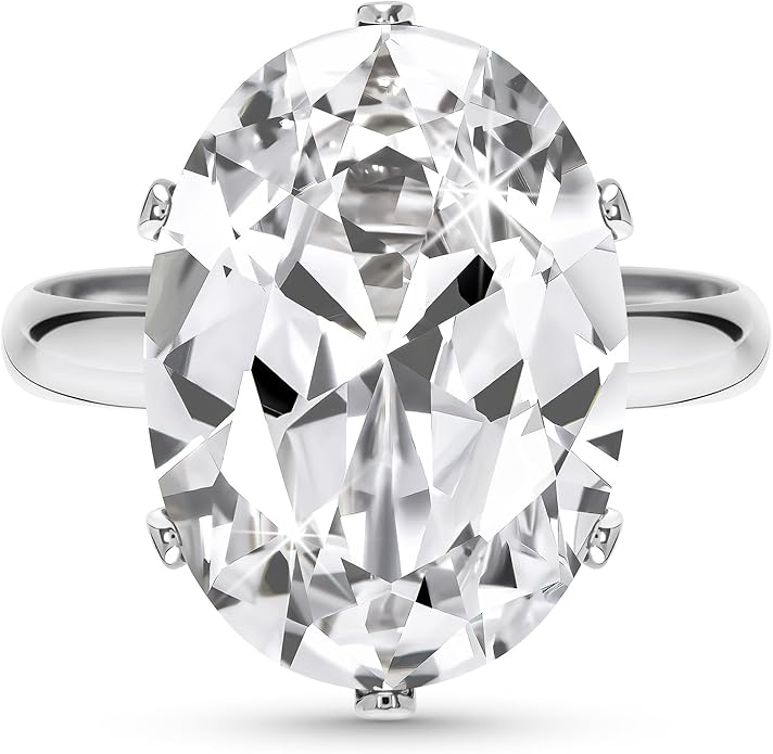 Linawe Cubic Zirconia Imitation Diamond Moissanite Rings for Women, 14K Gold/Rose Gold/Silver Adjustable Chunky Ring, Costume Rhinestone Jewelry for Wedding Engagement