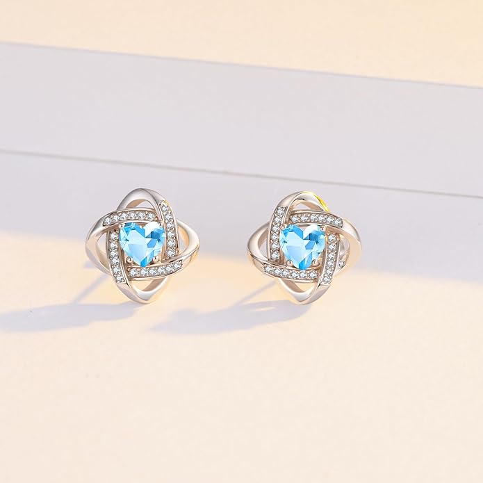 MEDWISE 925 Sterling Silver Birthstone Stud Earrings for Women Birthday Jewelry Gifts for Daughter Mother Women Valentines Day Gifts for Her