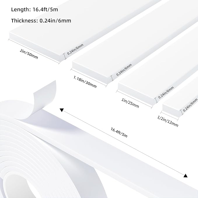 Weather Stripping Door Seal White, 1Inch Wide X 1/4 Inch Thick, Air Conditioner - Image 2