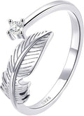 OOOPEL Sterling Silver Adjustable Ring S925 Silver Rings for Women Cubic Zirconia Twist Love Knot Dainty Ring Silver Minimalist Open Finger Rings Silver Thumb Sterling Silver Ring