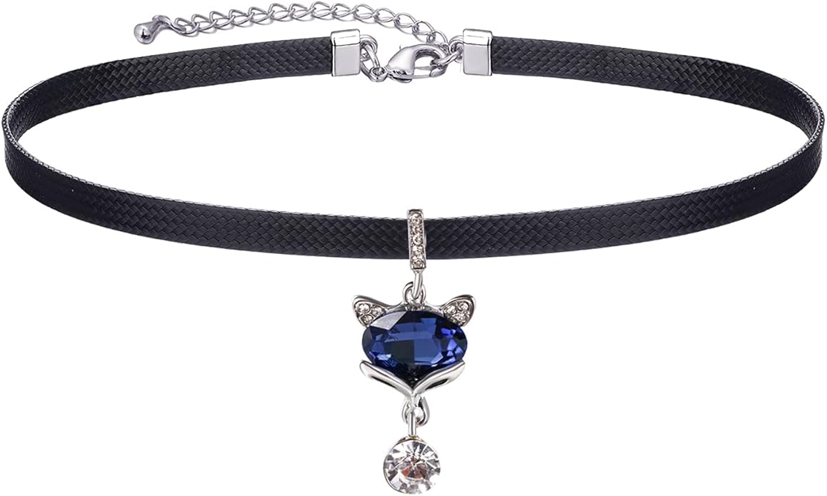 Yonhon Black Choker Necklace for Women,Gold/Siver Tone Choker Necklace with Elegant Pendantant