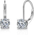 Moissanite Earrings, White Gold Plated Soild Sterling Silver Dangle Earrings 1.0ct-2.0ct D Color Brilliant Round Cut Lab Created Moissanite French Leverback Drop Earring for Women