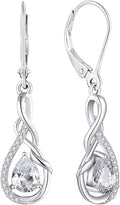 Starchenie Infinity Dangle Drop Earrings Sterling Silver Leverback Earrings Gemstones Twisted Jewelry