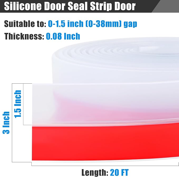 Draft Seal Tape for Doors and Windows 3 in x 20 Ft Silicone Weather Stripping - Image 2