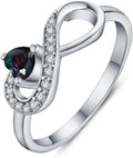 JO WISDOM Promise Ring for Women Sterling Silver Infinity Heart Promise Rings for Her Birthstone Cubic Zirconia Friendship Ring Size 5-12