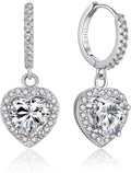 MomentWish Dangle Earrings for Women-925 Sterling Silver Moissanite Earring, Women's Gift for Valentine Birthday, D Color VVS1 Dancing Moissanite Hoops