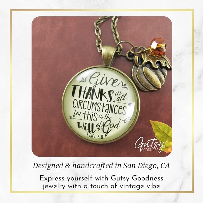 Gutsy Goodness Autumn Necklaces Fall October Theme Pumpkin Spice Halloween Thanksgiving Themed Pendant Message Jewelry