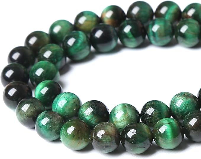 Natural Green Tiger Eye Stone Beads Round Loose Beads Energy Gemstone Healing Power for Jewelry Making 1 Strand 12mm 32pcs 15"