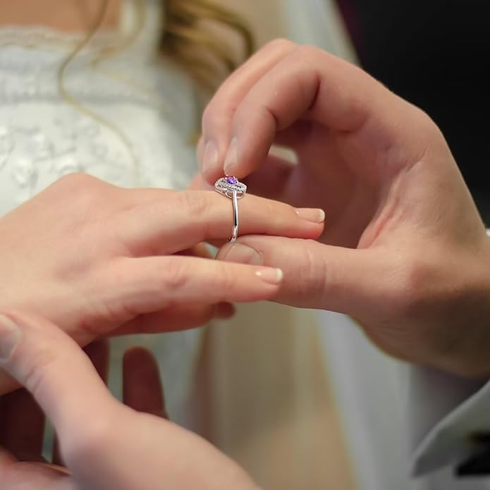 Iefil Adjustable Ring for Women - 925 Sterling Silver Double Birthstone Rings, Anniversary Birthday Gifts for Women Wife Her