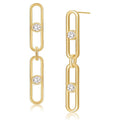 Gold Earrings for Women CZ Paperclip Drop Dangle Earrings, Sterling Silver Posts, Hypoallergenic Studs for Women Trendy Designer Jewelry