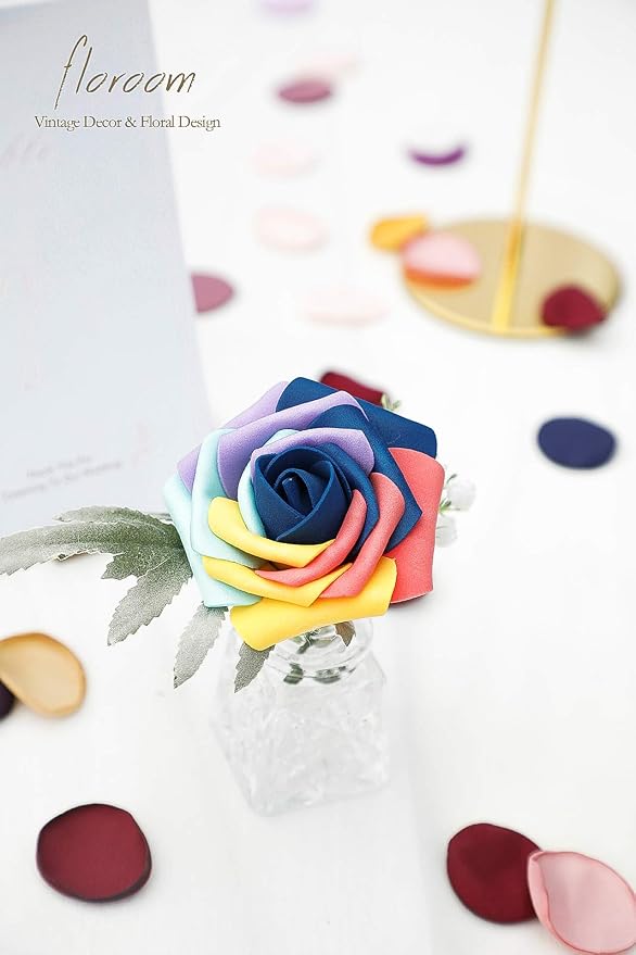 Artificial Flowers 25pcs Real Looking Whimsical Blue Foam Fake Roses - Image 5