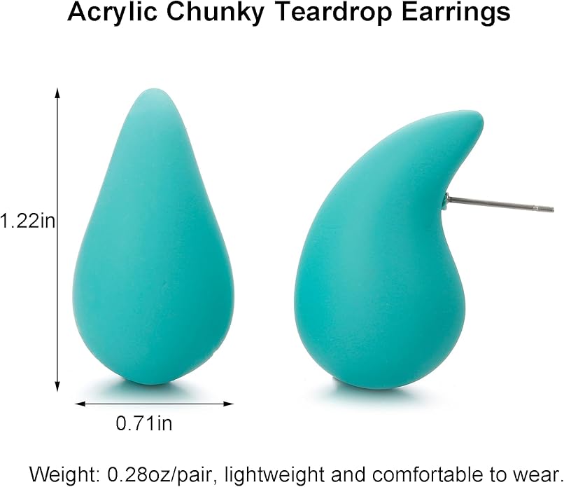 Chunky Acrylic Hoop Earrings, Lightweight Waterdrop Hoops Earrings, Hypoallergenic Trendy Jewelry for Women