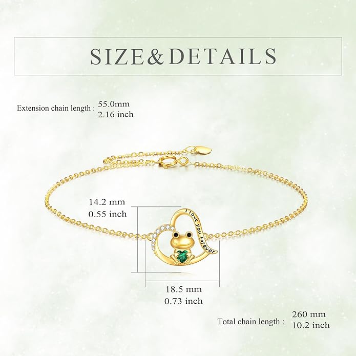 KECHO 14k Yellow Gold Butterfly/Dragonfly/Frog/Sunflower/Daisy/Tree of life/Moon/Clover Bracelet Anklet for Women