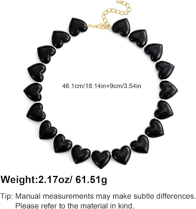 YUJIE Amber Acrylic Heart Choker Necklace for Women Vintage Punk Chunky Necklace Trendy Fashion Accessory