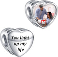 Annmors Personalized Photo Charms For Bracelets/Necklace 925 Sterling Silver Love Heart Shaped Engraved Customize Picture Gift for Birthday Mother's Day,Bead Charms Jewelry for Women