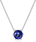 ChicSilver 925 Sterling Silver 12 Months Sparkling Round Cut Created Birthstone Pendant Necklace, 16 Inch Rolo Chain