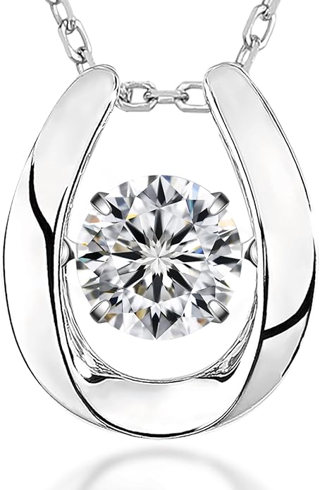 ARINZA Moissanite Necklace for Women, 1 Ct 925 Sterling Silver Dancing Diamond Pendant, 18+2 Inch Chain, Valentine’s Day Christmas Gift for Her, Wife, Mom, Anniversary, Birthday