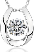 ARINZA Moissanite Necklace for Women, 1 Ct 925 Sterling Silver Dancing Diamond Pendant, 18+2 Inch Chain, Valentine’s Day Christmas Gift for Her, Wife, Mom, Anniversary, Birthday