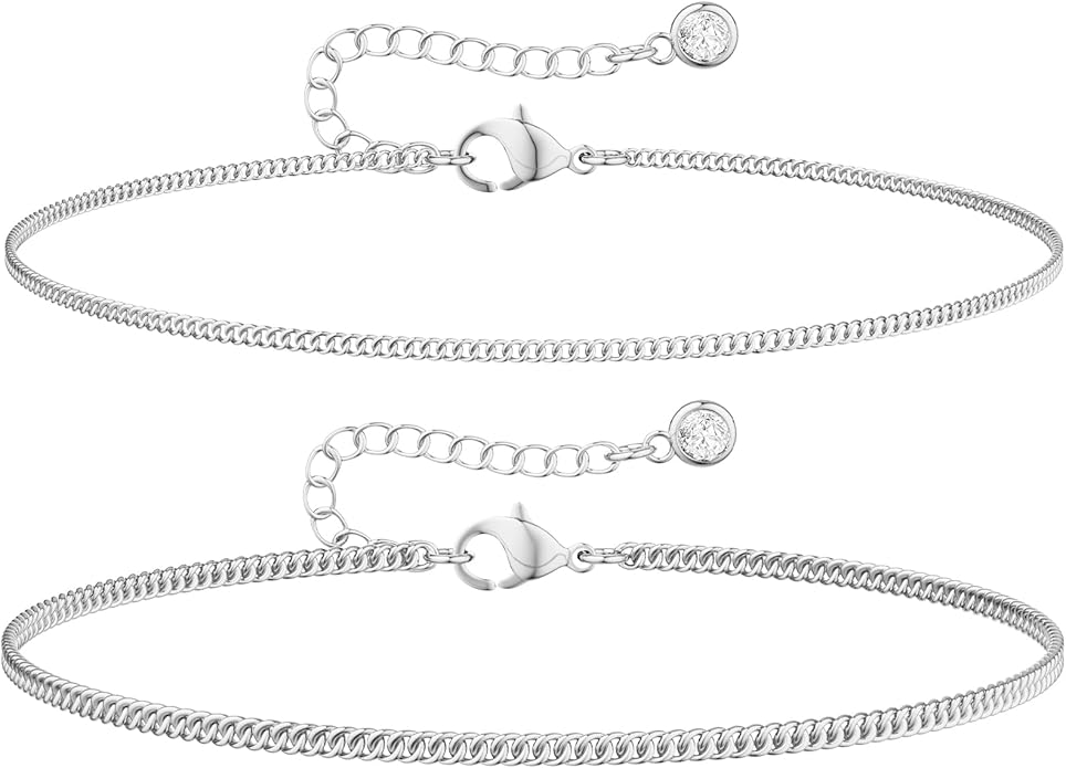 DEARMAY Dainty 14K Gold Plated Ankle Bracelets for Women, Waterproof 14K Gold Plated Link Chain Anklets Non Tarnish Set Pack Summer Beach Jewelry Gift