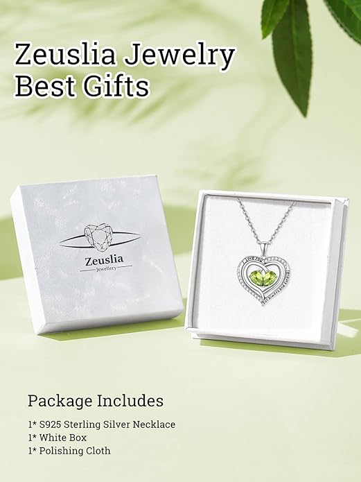 Valentine's Day Gifts for Wife 925 Sterling Silver Double Birthstone Pendant Necklaces I Love You for Always and Forever Necklace Anniversary Birthday Gifts for Wife Girlfriend Mom Her