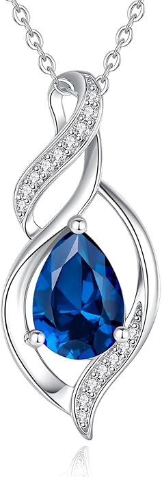 FANCIME Birthstone Necklace for Women Teardrop Necklace S925 Sterling Silver Infinity Love Birthday Gifts for Mom Women Girls, 16"+2" Inches