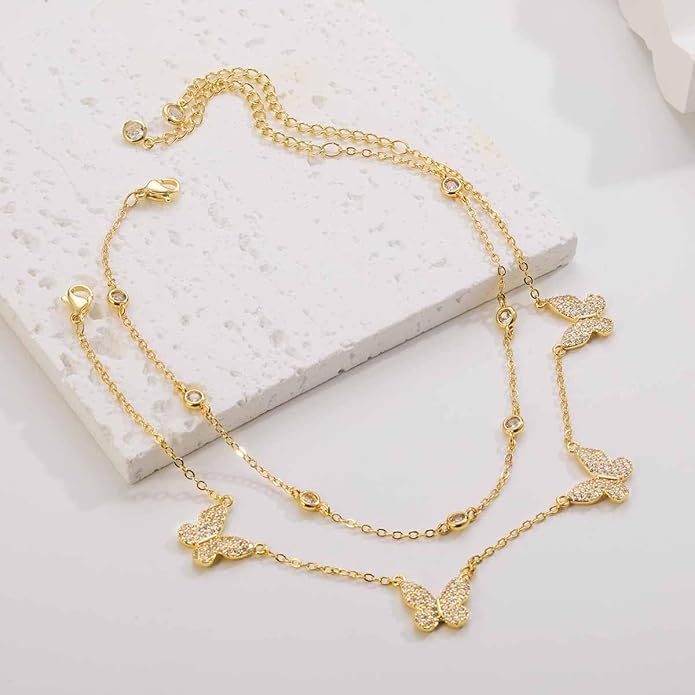 RLMOON Gold Anklets for Women CZ Ankle Bracelet 14K Gold/Silver Plated Waterproof Dainty Layered Tennis Heart Dot Chain Silver Anklets Trendy Foot Jewelry