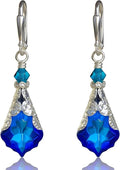 Antique Inspired Vintage Victorian Dangle Drop Earrings for Women - Colored Austrian Crystal Leverback Earrings - Jewelry Gift for Her