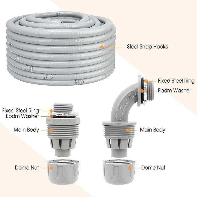 100FT Liquid-Tight Conduit and Connector Kit, 1/2 Flexible Non Metallic - Image 4