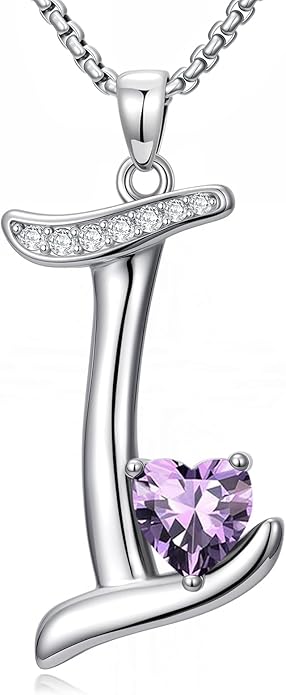 Valentines Day Gifts for Women Alphabet A to Z Initial Birthstone Pendant Necklaces for Women - 18k White Gold Plated Personalized Name Jewelry Valentine Mothers Day Birthday Gifts for Women Her Girlfriend