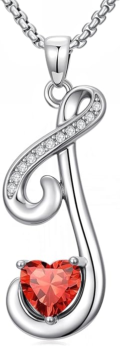 Valentines Day Gifts for Women Alphabet A to Z Initial Birthstone Pendant Necklaces for Women - 18k White Gold Plated Personalized Name Jewelry Valentine Mothers Day Birthday Gifts for Women Her Girlfriend