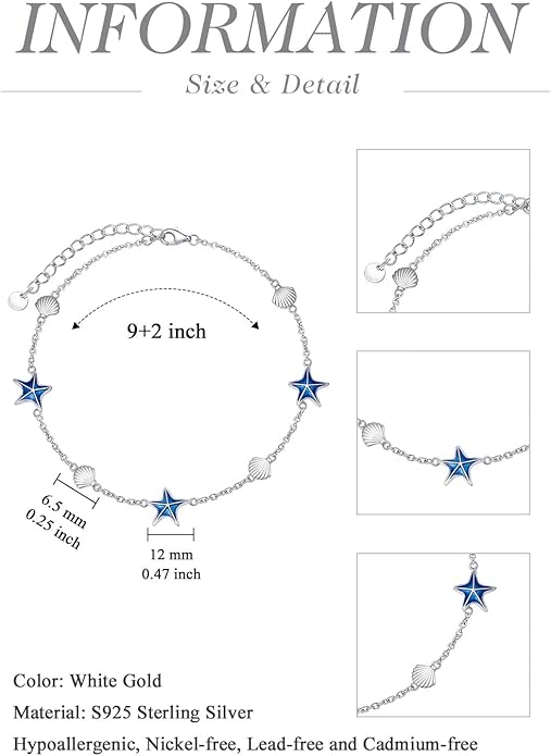 WINNICACA 925 Sterling Silver Anklets for Women Adjustable Beaded Butterfly Opal Anklet Bracelet Foot Chains Jewelry Gifts for Women Beach Birthday Christmas Gift