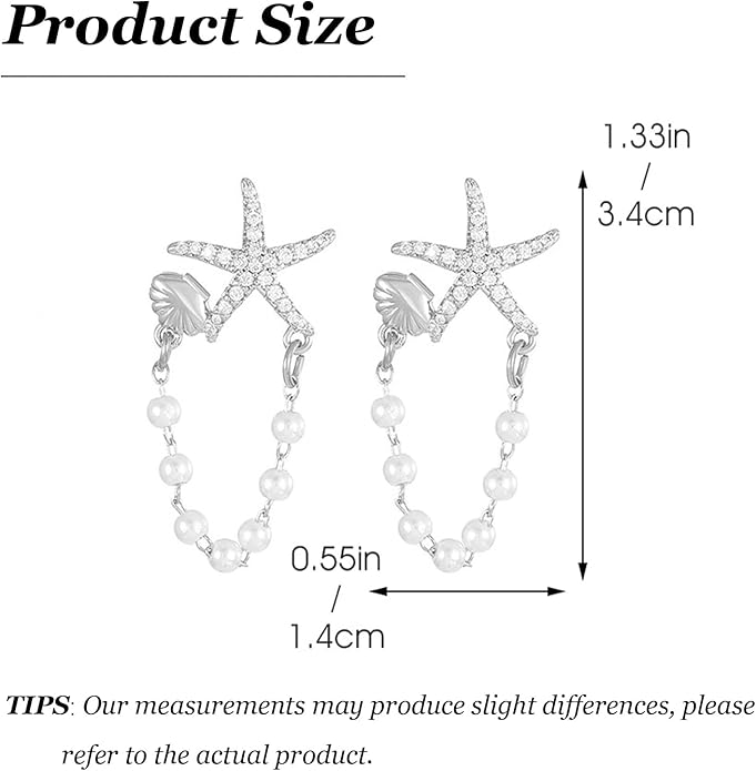 Seashell Starfish Earrings Beach Jewelry for Women Pearl Drop Shell Earrings Ocean Beachy Fashion Accessories Womens Summer Outfits 2026 Tropical Vacation Outfits Beach Vacation Clothes Dresses