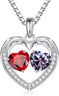Iefil Valentines Day Gifts for Her - 925 Sterling Silver Heart Birthstone Necklace, Anniversary Birthday Gifts for Women Wife Girlfriend Mom Her