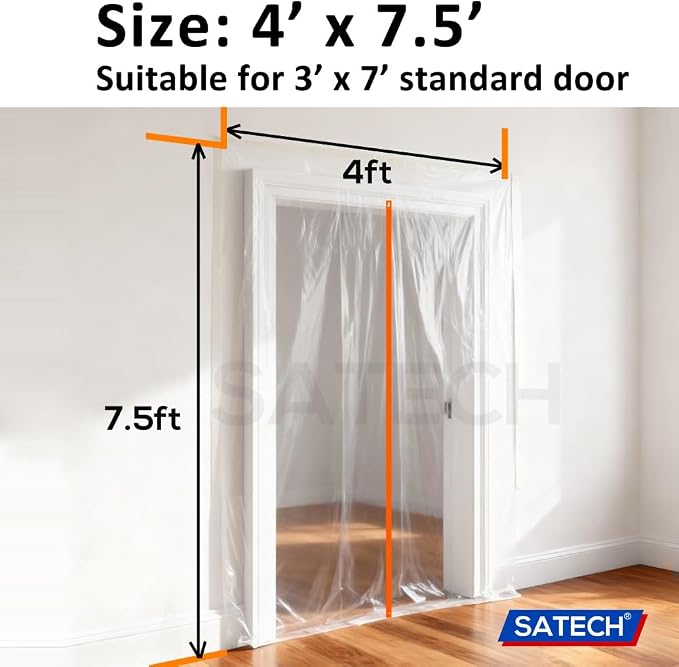 SATECH Plastic Zipper Door Dust Barrier Heavy-Duty Plastic Protector Sheeting - Image 3