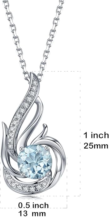 Birthstone Necklace for Women 925 Sterling Silver Phoenix Charm Necklace Birthday Anniversary Christmas Fine Jewelry Gifts for Women Mother Her, Adjustable Chain