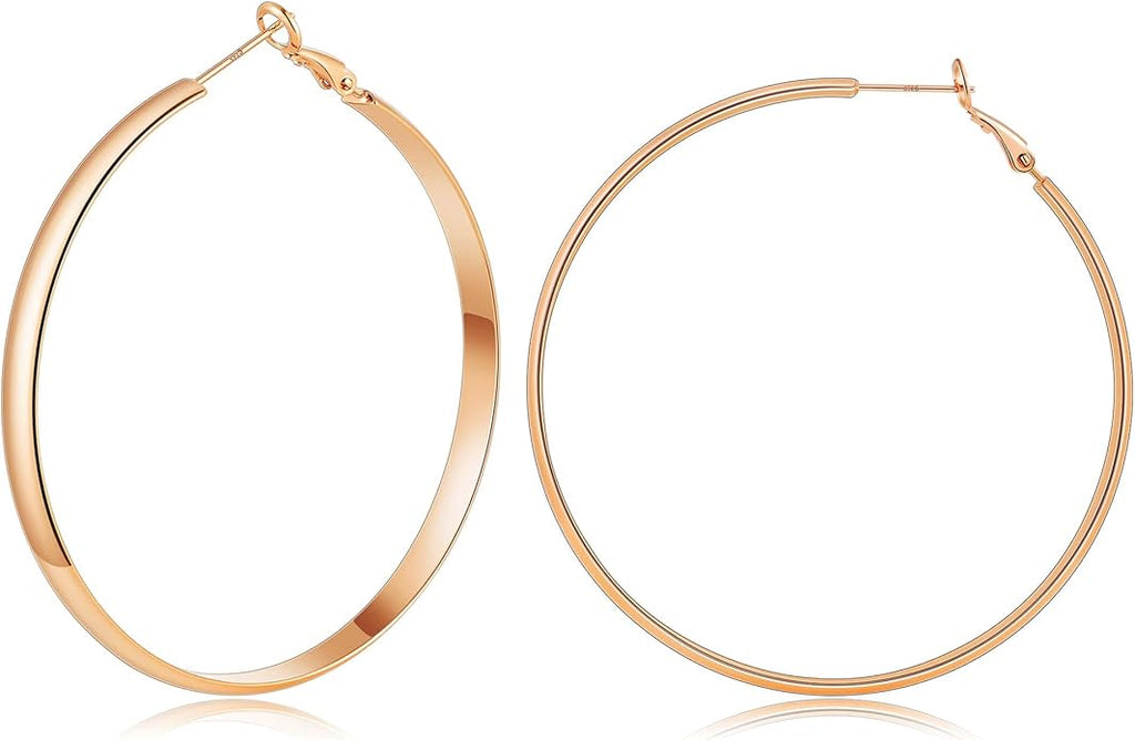 Gacimy 14K Gold Plated Hoop Earrings for Women, 14k Real Gold Plated with 925 Sterling Silver Post, Hypoallergenic Lightweight Thick Hoops Earrings for Women Trendy