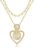 Heart Letter Necklaces for Women 14K Gold Plated Cubic Zirconia Heart Initial Layered Necklace Infinity Pendant Necklace Letter Initial Jewelry for Women