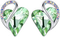 Leafael Infinity love Heart Birthstone Stud Earrings for Women, Valentine's Day Gifts for Mom, Wife, and Her, Silver Plated Birthday Jewelry