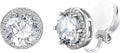 Silvora 925 Silver 8MM Cubic Zirconia Birthstone Clip On Stud Earrings Round Non Pierced Earrings For Women,Come with Box