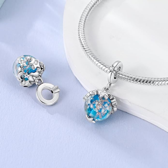 Parmuz 925 Sterling Silver Charm for Bracelet Necklace Dangle Love Mom Ocean travel Butterfly Party Charm Beads Pendants DIY Jewelry for Women