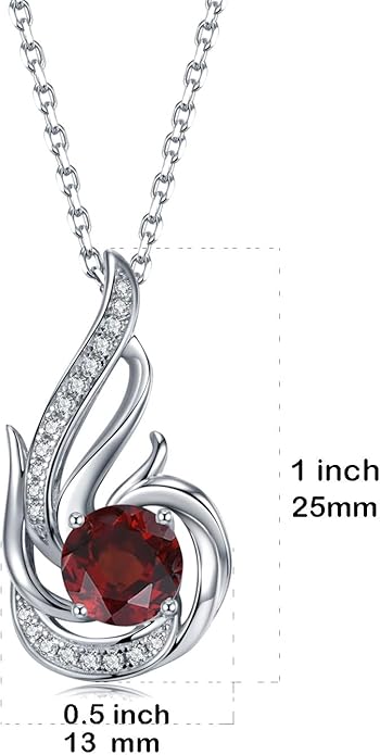 Birthstone Necklace for Women 925 Sterling Silver Phoenix Charm Necklace Birthday Anniversary Christmas Fine Jewelry Gifts for Women Mother Her, Adjustable Chain