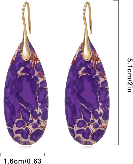 Natural Stone Earrings Waterdrop Stone Dangle Earrings for Women