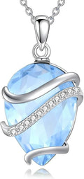 Birthstone Necklace for Women Sterling Silver Teardrop Pendant Necklace Birthday Jewelry Gift for Women