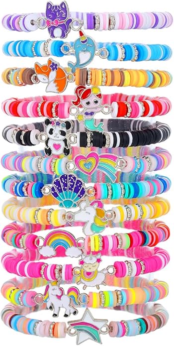 Friendship Bracelets Boho Stackable Bracelets for Women Surfer Heishi Clay Bead Bracelets Stretch Preppy Bracelets Colorful Boho Bracelets for Women