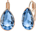 Teardrop Austrian Crystal Leverback Drop Earrings for Women 14K Rose Gold Plated Hypoallergenic Jewelry