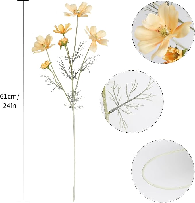 6PCS Cosmos Silk Flowers 24'' Wild Flowers Artificial Fake Flowers Arrangement - Image 3