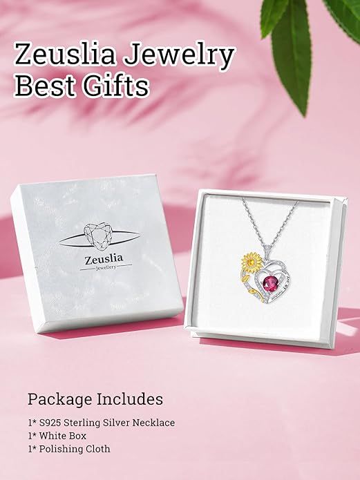 Valentine's Day Gifts for Wife 925 Sterling Silver Double Birthstone Pendant Necklaces I Love You for Always and Forever Necklace Anniversary Birthday Gifts for Wife Girlfriend Mom Her