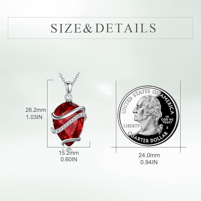 Birthstone Necklace for Women Sterling Silver Teardrop Pendant Necklace Birthday Jewelry Gift for Women